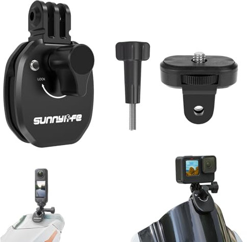 Moto Parabrisas Montar Abrazadera Clip Aluminio Compatible para Gopro Hero 13 12 11 10 9 8 dji Acción 4 3 2 Moto Parabrisas Soporte Compatible para insta360 X5 X4 X3 X2 X RS Deportes Acción Cámara