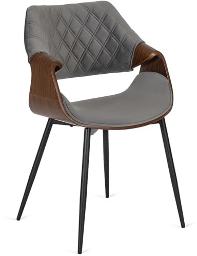 MEBEL ELITE - Esszimmer Stuhl in Velourstoff - Essstühle Grau 50 x 86 x 59 [cm] - Weicher Polsterstuhl Esszimmer - Gesteppter Wohnzimmer Stuhl - Stabile Essstühle, leicht zu reinigen