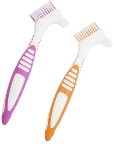 Cepillo para Dentadura Kit, 2 PCS Juego de cepillos de dientes para prótesis, Cepillo Limpiador para Ortodoncia, Limpieza de Dentaduras, Postizas Cepillo De Dientes Doble, Para Dentaduras Cuidado