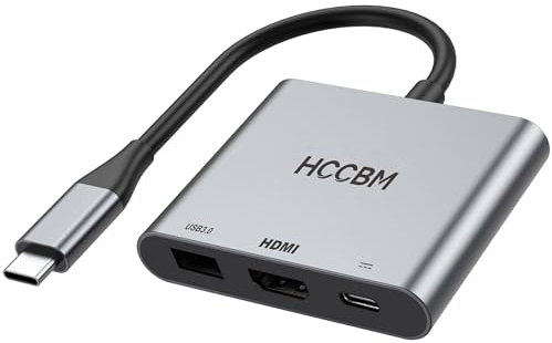 Adattatore da USB C a HDMI, adattatore hub USB C 3 in 1 con uscita HDMI 4K, PD da 100 W e USB 3.0, convertitore AV digitale multi porta per MacBook Pro/Air, laptop, iPad, iPhone