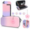 DLseego Étui de Transport pour Switch 2,Pochette de Transport et de Rangement avec Robuste Coque de Protection,Capuchon de Poignée de Pouce et 1 Breloque Fleur,Rose+Violet