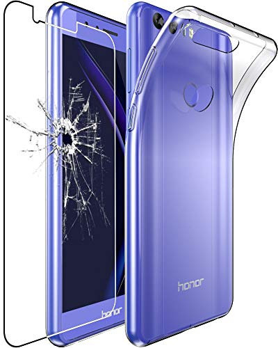 ebestStar - Coque pour Huawei Honor 8, Etui Protection Silicone Transparent Antichoc, Souple Slim, Transparent + Verre Trempé
