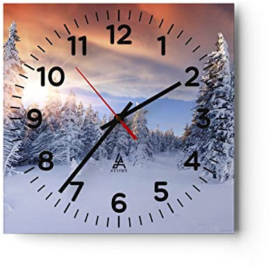 ARTTOR Moderne Glasuhr 30x30cm Quadrat Wanduhr Landschaften Natur - 2433