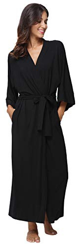 Women's Soft Robes Long Bath Robes Kimonos Sleepwear Dressing Gown,Black