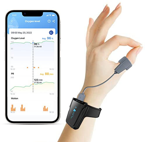 Pulse Oximeter Approved UK, Blood Oxygen Monitor Finger and Wrist with Bluetooth, Wearable Sleep Monitor with Free APP&PC Report