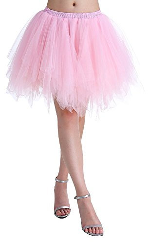 ChicWind Karneval Damen 80er à œbergröße Puffy Tüllrock Tütü Röcke Tüll Petticoat(MEHRWEG), XL/XXL/XXXL, Rosa