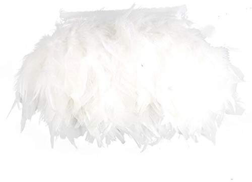 Yalulu 2 Meter Feder Fringe Trim Gürtel Federborte Band Federbesatz Federfranse Nähen Kostüm Deko (Weiß)