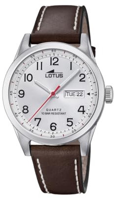 LOTUS Montre pour Homme 18671/1 Acero Clasico Boîtier en Acier Inoxydable Gris Bracelet en Cuir Marron