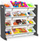 LIVIVO Children Kids 4 Tier Toy Book Story Bedroom Storage Shelf Unit & 12 Plastic Boxes Drawers Tubs Organiser Rack (Grey - White)