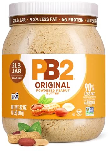 PB2 Original Powdered Peanut Butter - 6g of Protein, 90% Less Fat, Certified Gluten Free, Only 60 Calories per Serving, Perfect for Protein Shakes, Smoothies, and Low-Carb, Keto Diets - 907g