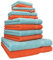Betz 12-TLG. Handtuch Set Premium 100% Baumwolle 2 Duschtücher 4 Handtücher 2 Gästetücher 2 Seiftücher 2 Waschhandschuhe blutorange/Ocean