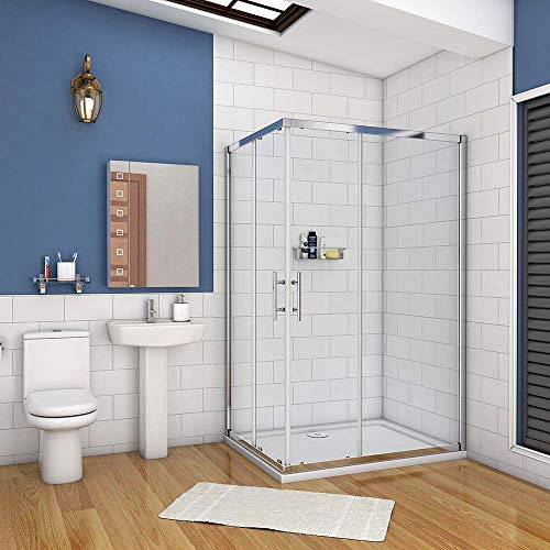 AICA cabine de douche 100x76cm accaccès d'angle cabine de douche rectangle porte de douche coulissante hauteur:195cm
