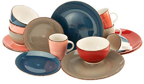 CreaTable, 22855, Serie Bella Casa COTTAGE, 16-teiliges Geschirrset, Kombiservice aus Steingut, spülmaschinen- und mikrowellengeeignet, Qualitätsproduktion
