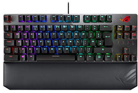 ASUS ROG Strix Scope TKL Deluxe 80 RGB Gaming Mechanical Keyboard, Cherry MX Red Switches, ABS Keycaps, Detachable Cable, Wider Ctrl Key, Stealth Key, Wrist Rest, Macro Support-Black, UK Layout