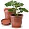 Blumentopf 3er Set 40 cm Durchmesser Terrakotta runder Pflanzkübel mit Untersetzer aus Kunststoff witterungsbeständiger Übertopf großer Pflanztopf Kräutertopf für Innen und Außen