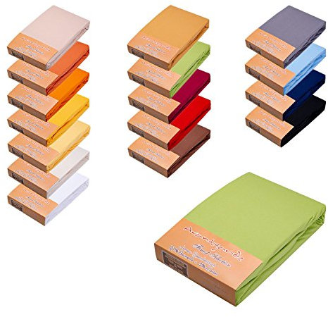 AVANTGARDE Premium Spannbettlaken √ 180x200cm - 200x220cm √ hoher 40cm Steg √ auch für Wasserbett und Boxspringbett √ Spannbettlaken sehr Gute 195g/m² √ 97% Baumwolle / 3% Elasthan √ (hellgrün)