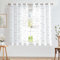 TOPICK Sheer Vorhang Voile Gardinen mit Ösen Blätter Stickerei Transparent Ösenschal Gaze Paarig Ösenschals Blatt für Wohnzimmer Schlafzimmer Stores 2er Set Grau auf Weiß H175 x B140(cm)