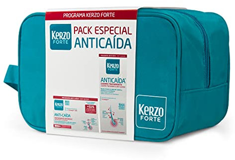 Kerzo Forte Neceser Tratamiento Intensivo Anti Caída. Ampollas + Champú 400 ml