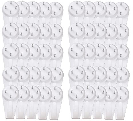 Hezhou 50 Stück Bilderhaken für harte Wandbilder Rückstandslose Hartwände Trockenbau Bilderhaken Non-Trace Hardwall Trockenbau Picture-Hanging Hook Hardwall Bild Haken für Hängende Gemälde