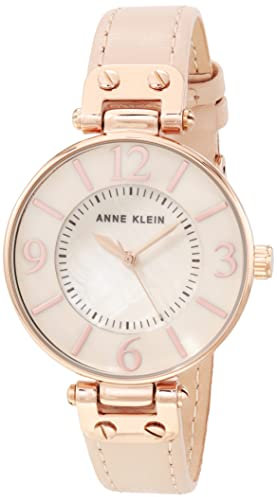 Anne Klein - Orologio da donna con cinturino in pelle, Blush/Oro Rosa