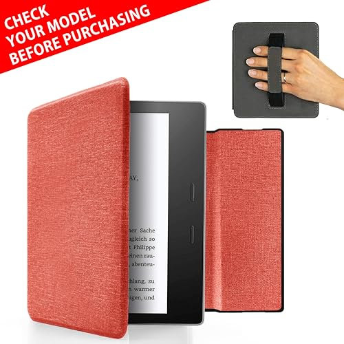 MyGadget Housse pour Amazon Kindle Oasis 10e Génération dès 2019 & 9e Génération (2017) - Etui Nylon Poignée élastique - Flip Case Tissu - Cover Rose