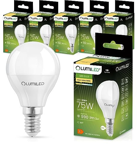 Lumiled LED Lampen E14 P45 10W ersetzt (75W Glühlampe) 6 Stück Set 990lm 3000K Warmweiß 180 Grad Lichtwinkel 230V Glühbirne Birne Leuchtmittel Tropfenform Kugel Energiesparlampe