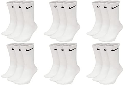 Nike 9 Paar Everyday Lightweight Crew SX7676 Tennis Socke weiß schwarz grau, Farbe:weiß, Größe:38-42