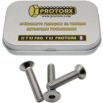 Vis Tete Fraisee M6 x 30mm : Boite 10 Pcs Vis Inox pour Rondelles Metal Ecrou | Vis 6 Pans Tete Cylindrique Fraisee Acier A2 | Vis à Tête Fraisée FHC Anti-Rouille - ISO 10642 | Boite Vis PROTORX