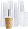 50 x 8oz Reusable Clear Plastic Smoothie Cups with Flat Lids and Straws for Bubble Tea [ 8oz, 240ml ] Ice Coffee Takeaway Cup with Lids, Cold Milkshake Juice Cups