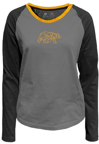 FORSBERG Longsleeve Damen Shirt Langarm zweifarbig mit polygonem Bären Logo auf der Brust, Farbe:schwarz/Bronze, Größe:XXL