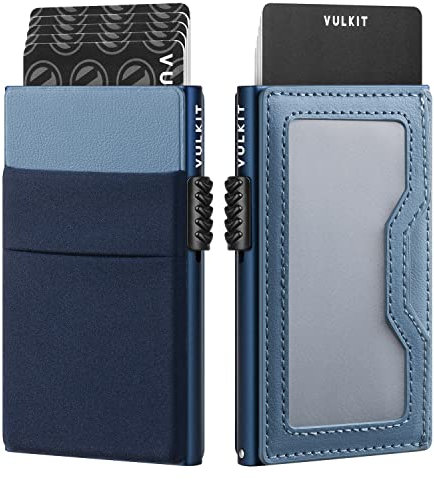VULKIT Porte Cartes de Crédit avec Poches EDC et Fenêtre d'identification RFID Bloquant Le Portefeuille de Carte Pop Up Portefeuille Mince en Métal