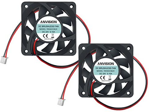ANVISION 2-Pack 60mm x 15mm DC 24V Brushless Cooling Fan, Dual Ball Bearing