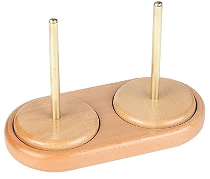 RoseFlower Supporto per Filato, Porta gomitoli in Legno Doppio di Rovere Naturale Porta Filati rotanti per Uncinetto, Portafilo in Legno con meccanismo Rotante, 9.2 * 6.1 Pollici
