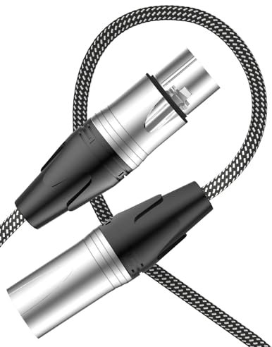 Cableet XLR Mic Cable 10 ft, Braided XLR Microphone Cable, XLR Male and Female Lighting DMX Cable with 3 Pin Low Noise Shielded XLR Cable, XLR Speaker Cable, Stage & Studio Cables (1 Pack, 10 ft)