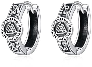 YFN Schwarze Ohrringe Herren 925 Sterling Silber Wikinger Rune Schwarz Ohrringe Geburtstag Geschenke für Männer Frauen (10)