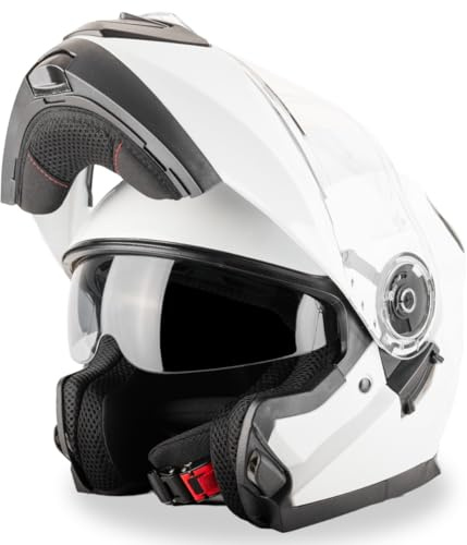VINZ Santos Klapphelm mit Sonnenblende | ECE 22.06 & PINLOCK vorbereitet | Motorradhelm für Herren & Damen | Integralhelm / Mopedhelm Klappbar | Flip-Up Helm Motorrad | Größe XS–XXL