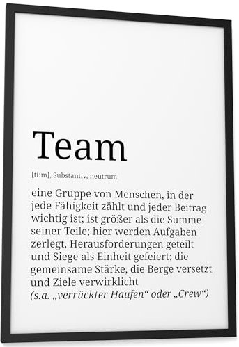 Papierschmiede® Definition: Team, DIN A3 fertig gerahmt (Rahmen: Material und Farbe wählbar) Bild Geschenke für Kollegen, Bilder für Büro Geschenke für Mitarbeiter zu Beförderung, Jubiläum, Abschied