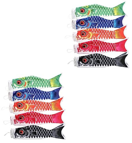 BESPORTBLE 2sets Koinobori Hängende Dekoration Japanische Windsack Streamer Boot Flagge Outdoor Decor Festival 5 Stücke * 2