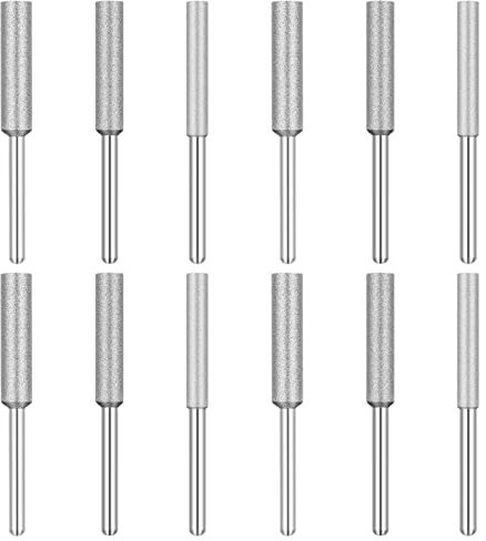 12 Stück Kettensäge Schärfgerät, Diamant Kettensägenschärfer 3 Verschiedene Größe, Sädekettenschärfgerät für Kettensägen zum Schärfen und Schleifen