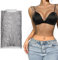 NHPY 1 Piezas Camiseta Rejilla Mujer, Top Mujer Fiesta, Rhinestone Brillante Malla Cuerpo Cadena Tops para Mujeres Brillante Bikini Crop Top (Negro,M)