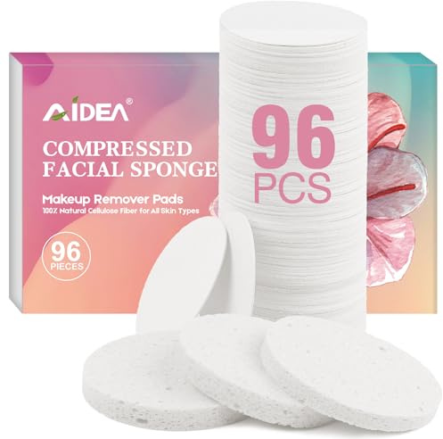 AIDEA Compressed Facial Sponges 96Count, Face Sponges for Cleansing, White
