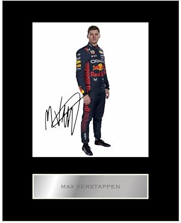 Generic Max Verstappen, vorgedrucktes Foto mit Unterschrift, signiert, Passepartout, Anzeige Nr. 21, gedrucktes Autogrammbild, 25,4 x 20,3 cm, Passepartout