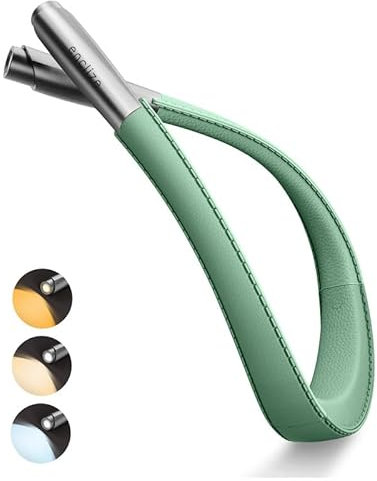 LED-Nackenleselampe, Buchlampe zum Lesen im Bett, 3 Helligkeitsstufen einstellbar, leichtes, komfortables Design, Hände frei, langlebig, perfekt zum Basteln, Stricken, Camping, Olivgrün, Weltraumgrau