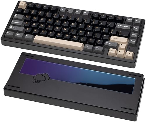KEEBMONKEY Wobkey Rainy 75 Mechanical Keyboard CNC Aluminium HMX/JWK/Cocoa Triple Mode Connectivity with Superior Acoustics (Standard Black)