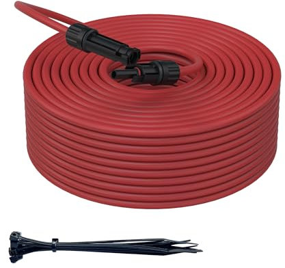 Solar Extension Cable 10 Gauge Solar Panels Wire 328Ft 10AWG (6mm²) PV Wire SJZSUNRUN Tinned Copper Wire with 2 Pairs Solar MC4 Connectors for Automotive, RV Boat Marine Solar Panel, 328Ft (100m) Red