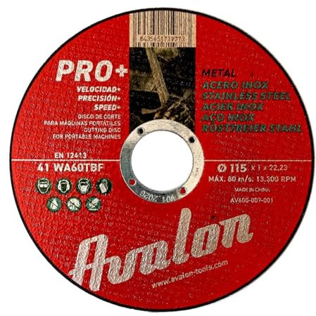 Avalon - 100 Discos de corte profesional para metal y acero inoxidable, 125 mm x 1 mm x 22 mm, discos para amoladora angular de 22,23 mm para corte recto y preciso