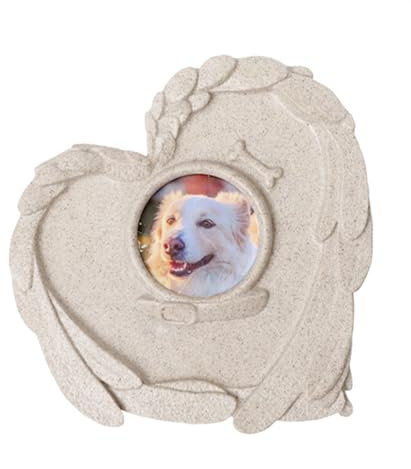 T TAKONE Grabstein Hund, Harz herzförmig gedenkstein Hund,Grabbilder wetterfest, Rasen und Garten gedenktafel Hund,Grabschmuck Hund