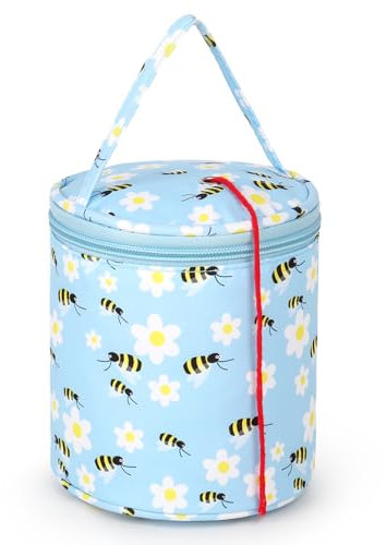 Aeelike Klein Stricktasche Wolle Tasche für Garn, Mini Handarbeitstasche Aufbewahrungstasche für Wolle, Zubehör, Häkelnadel, Kurze Stricknadeln Aufbewahrung, Praktisch Wolltasche Garntasche, Blau