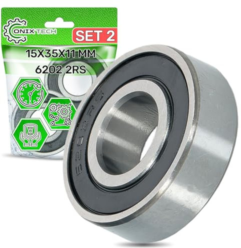 2 Stück Universal Kugellager 6202 2RS 15 x 35 x 11 mm aus Starkem Stahl - ONIX TECH