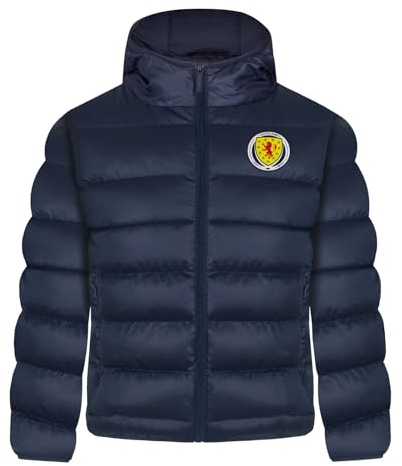 Scottish FA Scotland Boys Jacket Hooded Winter Quilted Kids Official Football Gift